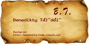 Benedikty Tádé névjegykártya